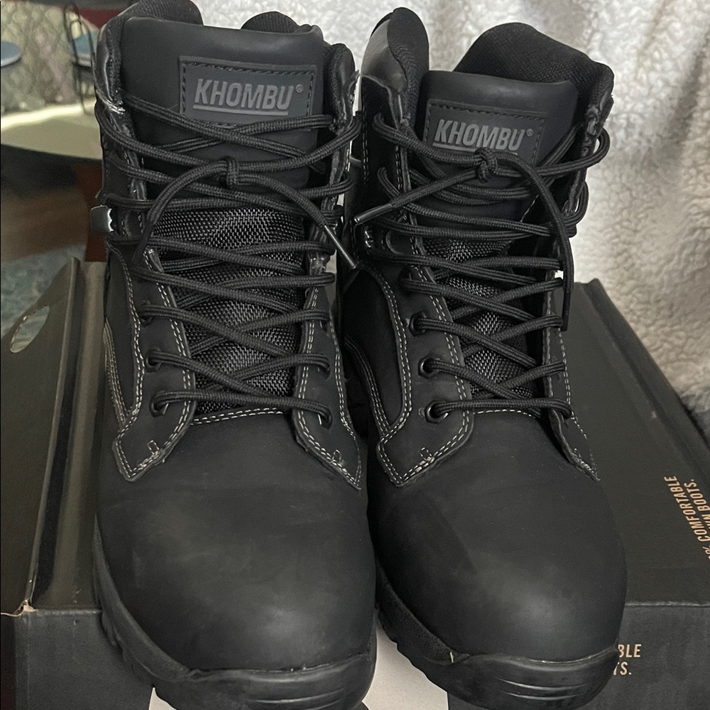Khombu Men's Rugged Black Boots SteelToe